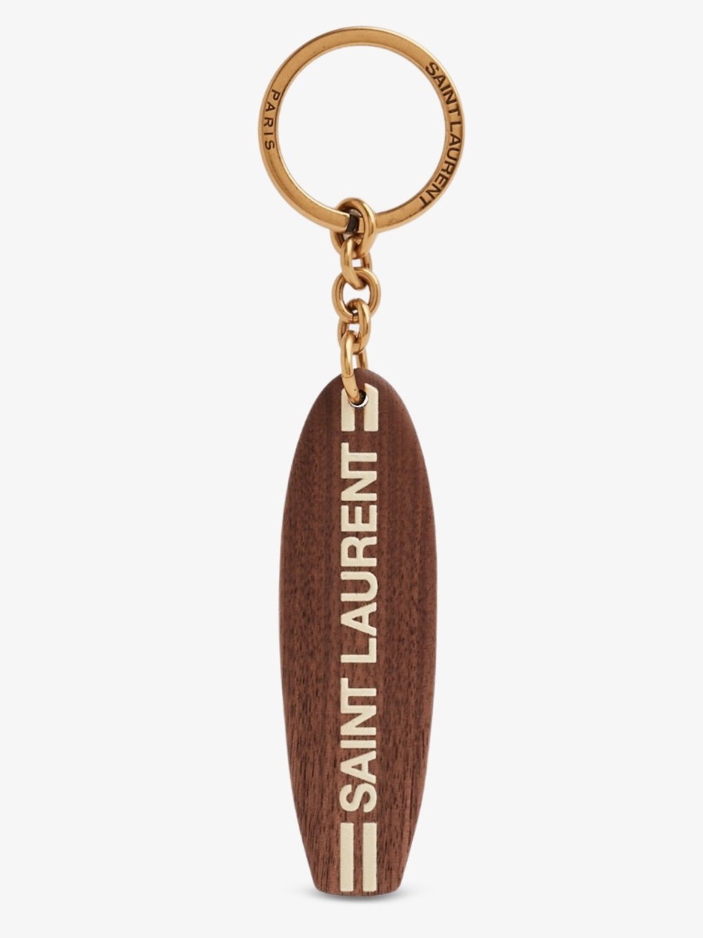 Saint Laurent YSL Surf Surfboard Logo Wood Keychain Key Ring Fob Bag Charm